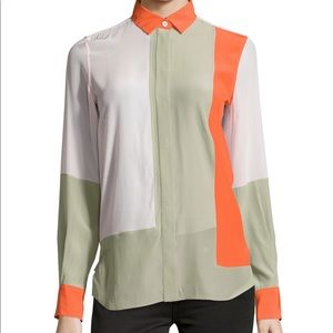 Celine Paris color block silk blouse US 6 FR 38